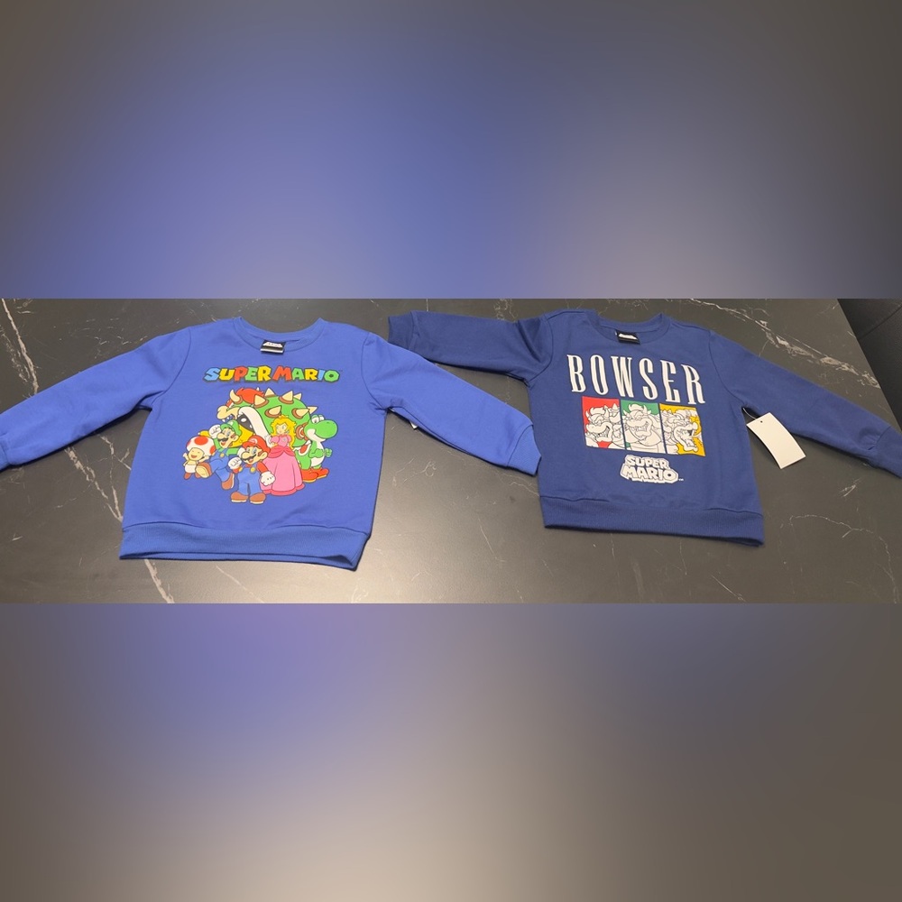 Kids Super Mario & Bowser Crewneck Sweatshirts- size 3T